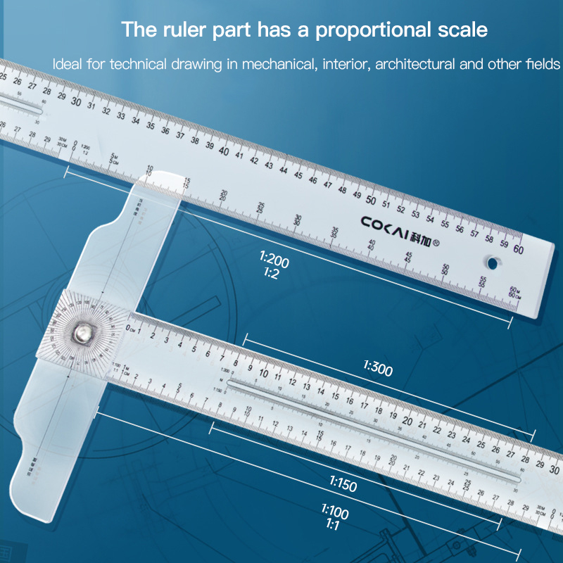 Woodworking Essentials - Dual-Sided T Square Ruler Clear Transparent