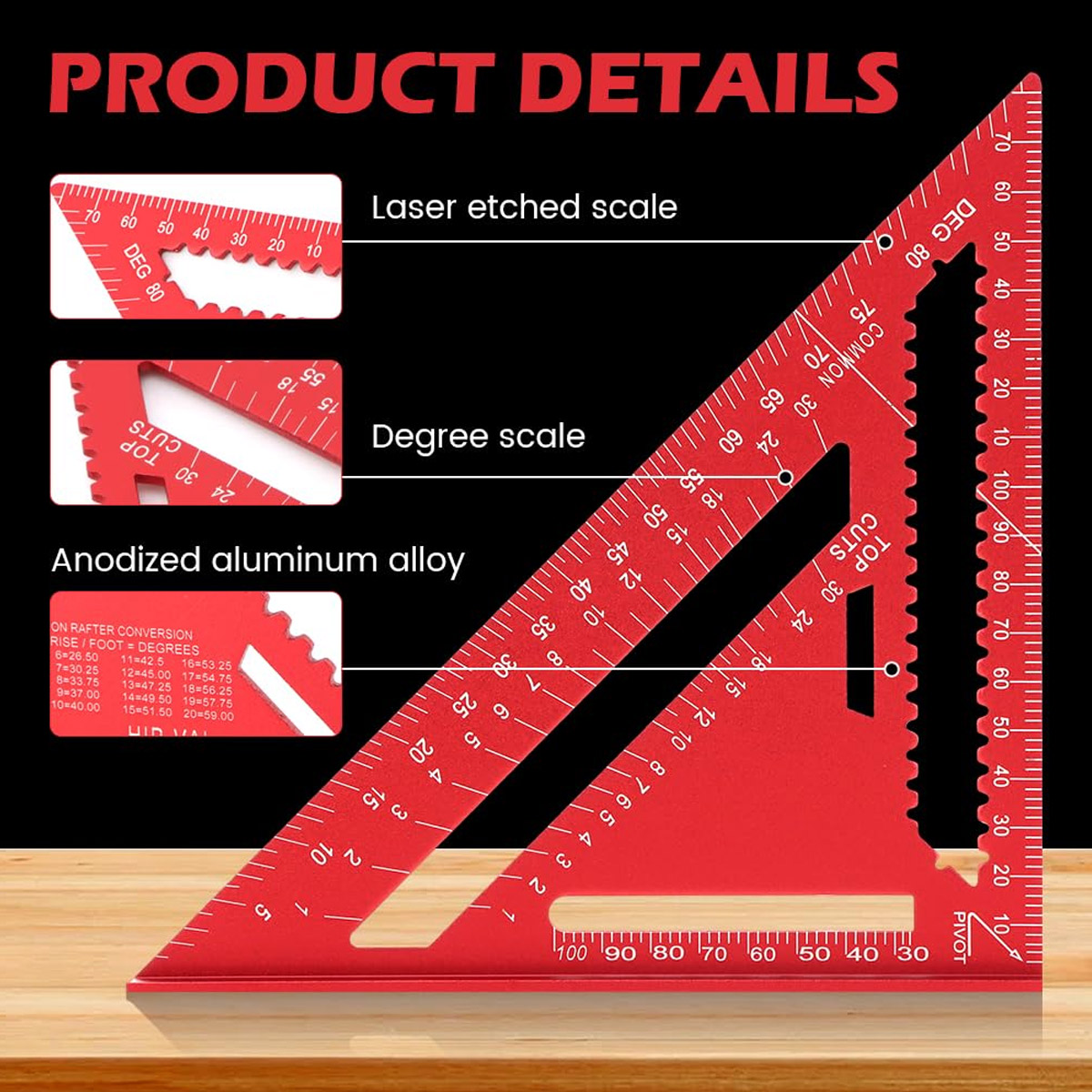 Aluminum Alloy Speed Square Hi - Woodworking Essentials 评论和价格